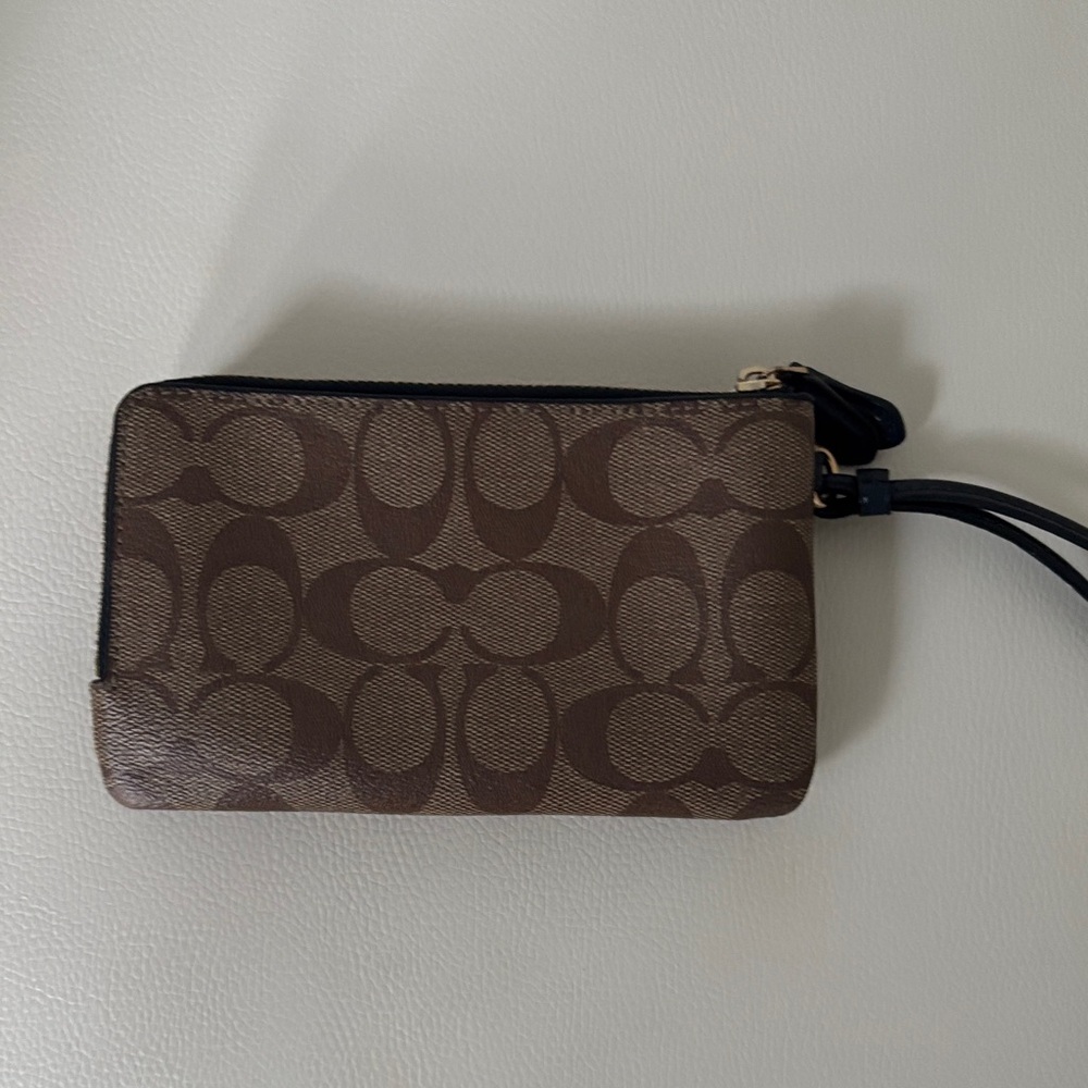 Coach Monogram Double Zipper Wristlet Brown Wristlet ( LIke New Without Tags) - Picture 13 of 15